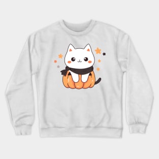 Cute Pumpkin Kitten Crewneck Sweatshirt